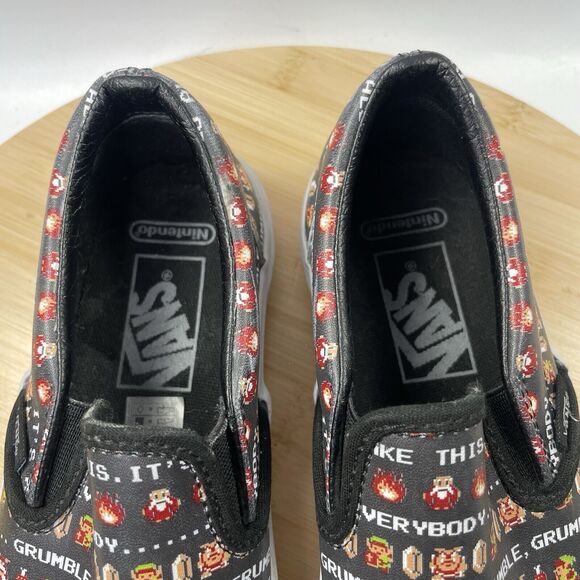 Vans X Nintendo Legend Of Zelda Logo Print Womens Size 6 Black Classic Slip Ons - Picture 14 of 15